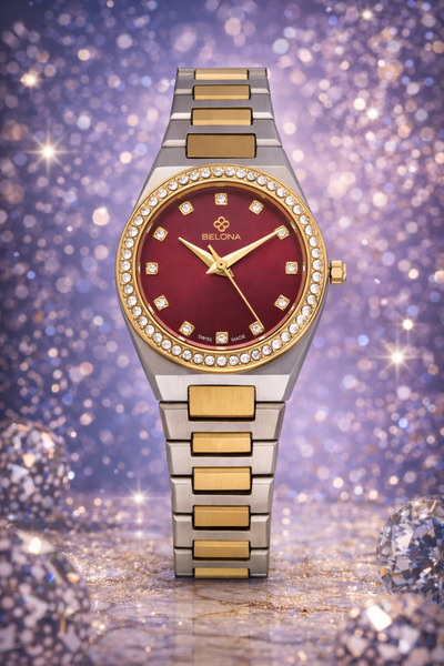 belona Luxury Women's Waterproof Stainless Steel Watch, Premium Gift Box Edition