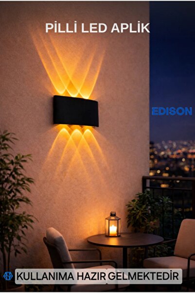 Edison Pilli Led Aplik Aydınlatma Çift Taraflı Led Dekoratif Duvar Aplik Suya...