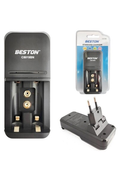 Beston Pil Şarj Aleti Üçlü 9V AA AAA Ni-Mh Ni-Cd Li-Ion BST-C8019BN