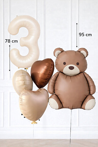BALON DİYARI مجموعة بالونات عيد ميلاد على شكل دمية دب ريترو بعمر 3 سنوات