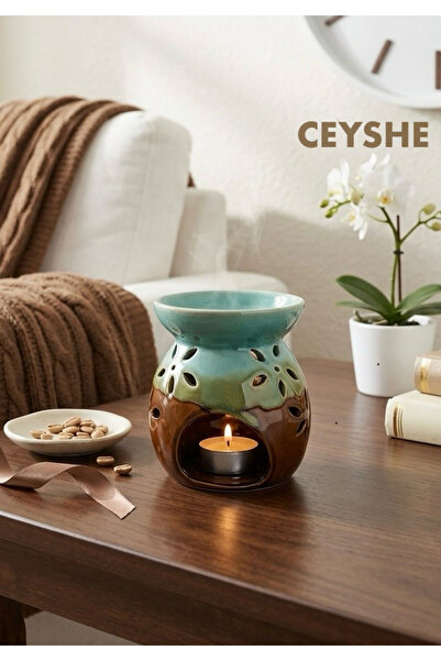 CeyShe Premium Seramik Lüks Turkuaz Buhurdanlık Dekoratif Buhardanlık