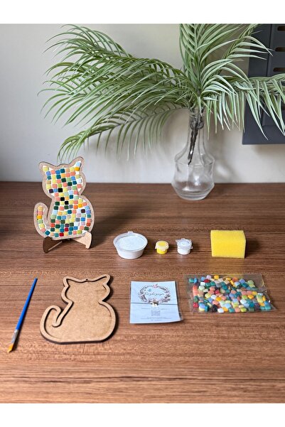 Gizdizayn Kedi Figürlü Mozaik Ahşap Aktivite Seti. Anne Çocuk Yetişkin Eğitic...