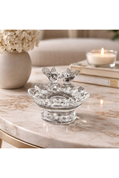 ÖZ KRİSTAL DESİGN Gümüş Yaldızlı Kristal Lokumluk ( 6 cm )