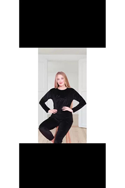 MODELLİFE Velvet Pajama Set Black