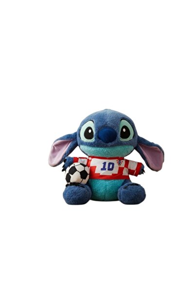 OEM Pluș Stitch, Vedetă de fotbal, Albastru/Multicolor, 25 cm