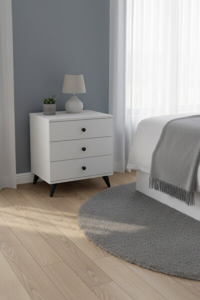 Dienni Simple Komodin 3 Çekmeceli 60x44x64 BEYAZ