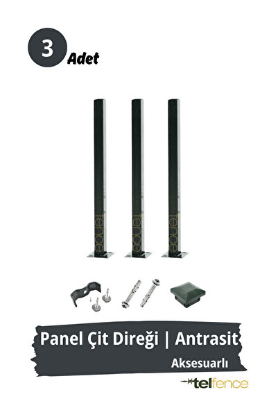 Telfence Panel Çit Direği – 120 Cm - Montaj Aksesuarları Dahil - 3 ADET
