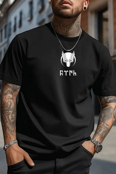 Etoile Studio Göktürk Tişört t-Shirt Beyaz Siyah Göktürk Atny Baskılı GÖKTÜRK