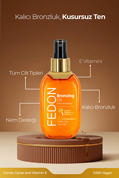fedon Kabin Boy Bronzlaştırıcı Güneş Yağı Vegan E Vitamini Kakao İçerikli Bronzing Sun Oil 100 ml