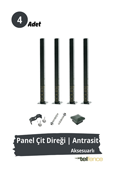 Telfence Panel Çit Direği – 75 Cm - Montaj Aksesuarları Dahil - 4 ADET