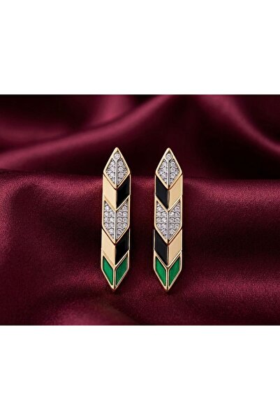 KARE ACCESORIES Green and White Zircon Stone Gold Color Earrings