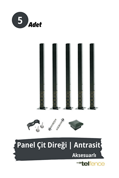 Telfence Panel Çit Direği – 120 Cm - Montaj Aksesuarları Dahil - 5 ADET
