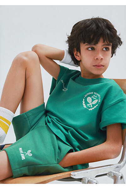 Mavi Tennis Printed Green T-Shirt Oversize / Wide Cut 6610401-71697