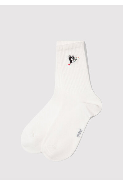 Mavi Bird Embroidered White Socks 1913971-20454