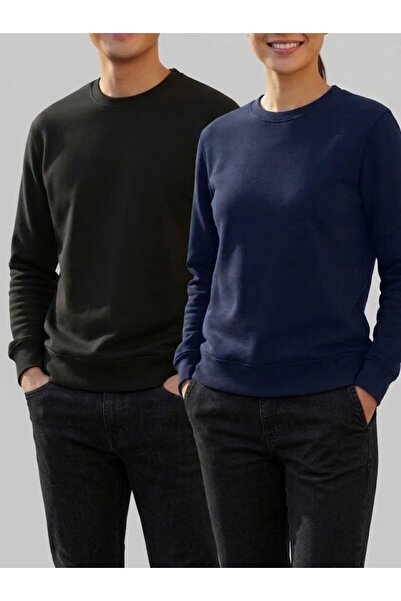 QAST GİYİM SANATI Unisex Sweatshirt 2 Thread m Transitional Navy Blue+Black 2...