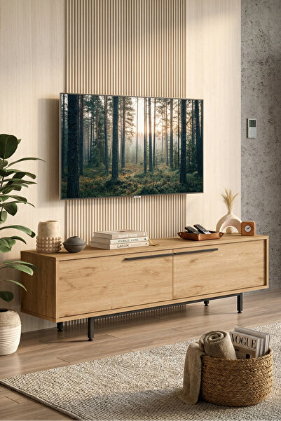 Ocean TV Unit Stand 160cm Basket On1-s with Metal Legs