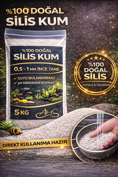 AHS 5 Kg 04-08 mm Silis Krem Renk Bitki Marimo Teraryum Kumu Akvaryum Kumu 5 Kg