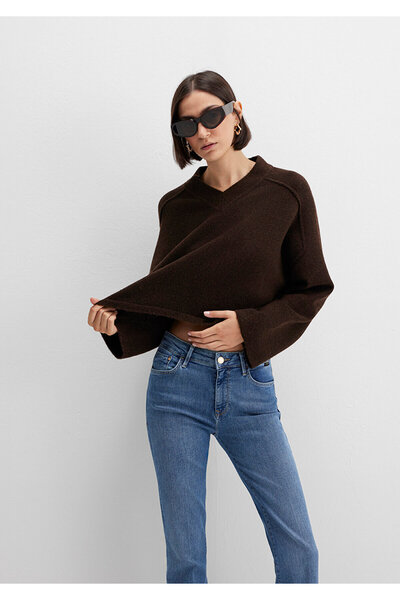 Mavi Brauner Pullover aus Wollmischung, Boxy Fit 1710626-88615