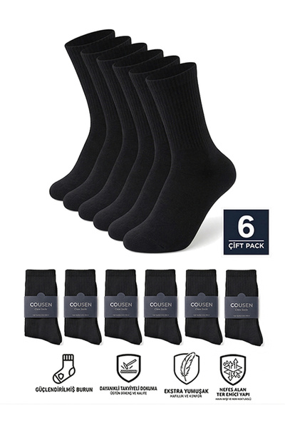 Cousen 6 perechi de șosete de tenis PREMIUM, pentru sport zilnic, unisex, din...