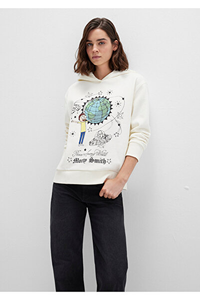 Mavi Rick And Morty Baskılı Ekru Sweatshirt 1S10468-80194