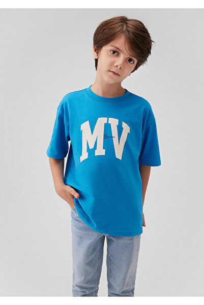 Mavi MV Logo Baskılı Tişört Loose Fit / Bol Rahat Kesim 6610213-83865