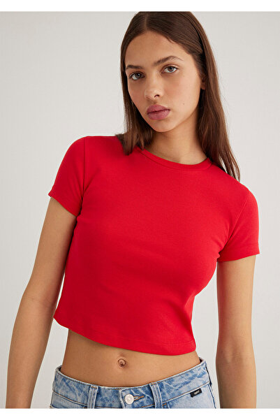 Mavi Rotes Basic Crop T-Shirt Crop / Kurzschnitt 1600814-70467