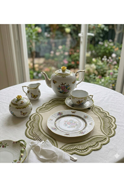 İNCİ ÇEYİZ 1 Adet Suni Deri Üzeri Çift Taraflı Kullanılabilir Delik İşi Nakış...