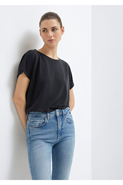 Mavi Lux Touch Tencel Schwarzes Basic-T-Shirt – lockere Passform 167245 -900