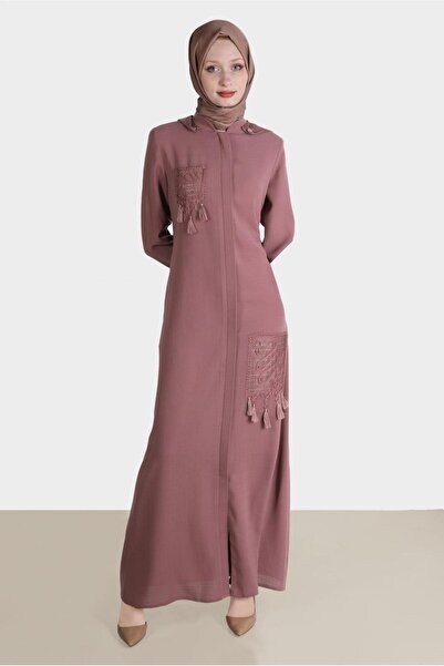 Alvina معطف بغطاء رأس مزين بشراشيب 10538