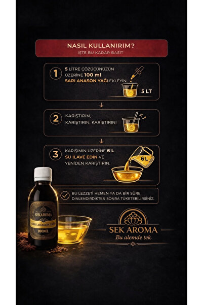 Sek Aroma Altın Seri Anason Yağı - Hazır Karışım Altın Seri Kiti 100 ML (5 LİTREYE UYUMLU)