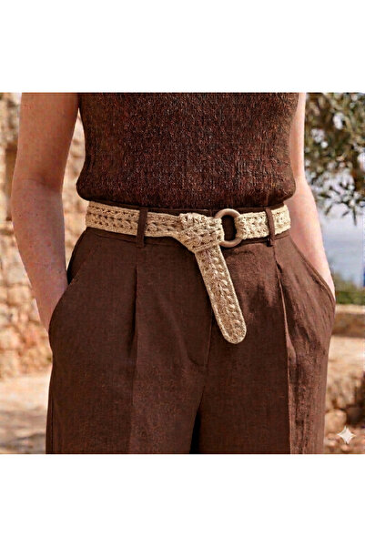 PACHİRA حزام منسوج من القش بخيط ورقي