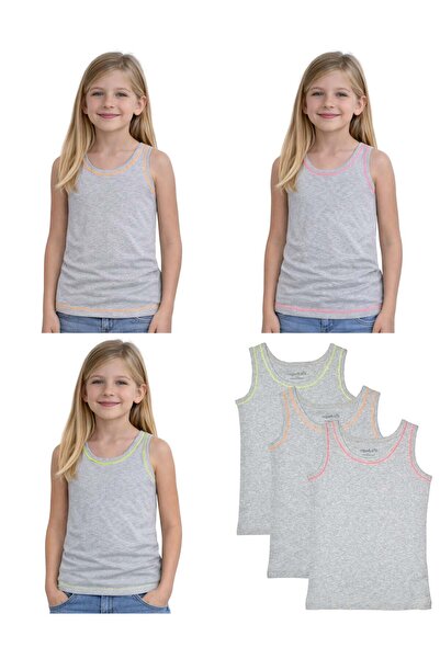 OrganicKid Neon Kız Çocuk Gri Atlet Seti 3'lü