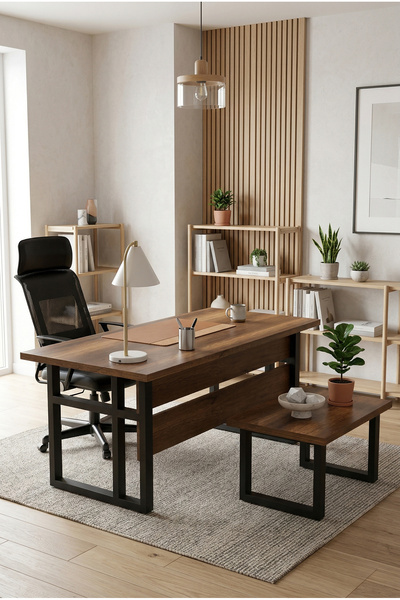 Robin Home Grand Ofis Büro Çalışma Masa 180cm Ofis Sehpası Takımı Barok