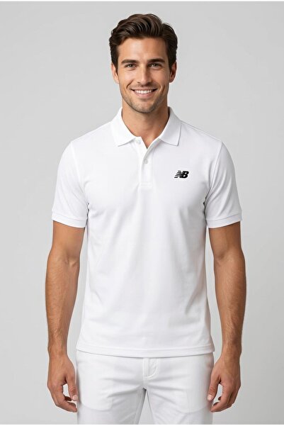 New Balance Ανδρικό μπλουζάκι Lifestyle Cool White Polo με λαιμόκοψη