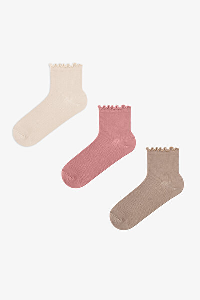 Penti 3 Çift Pamuklu Fırfırlı Soket Çorap
