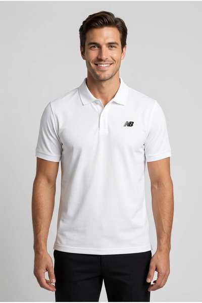 New Balance Ανδρικό μπλουζάκι Lifestyle με λευκό πικέ με γιακά