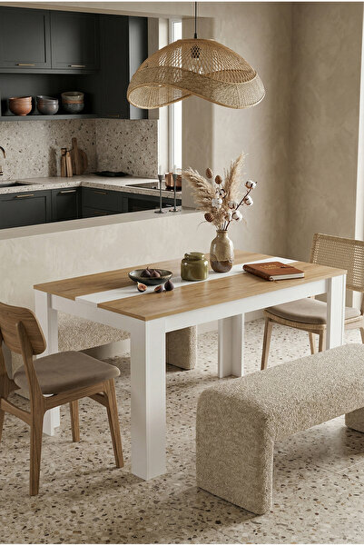 Robin Home Lena Yemek Masası Mutfak Masası 120x80 Sepet-beyaz