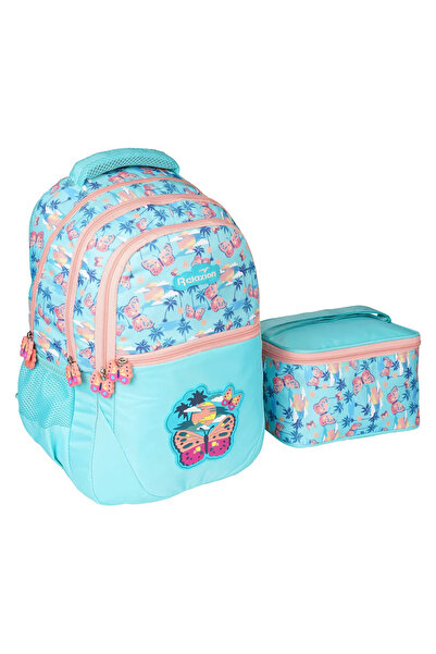 Relaxion Turkuaz Kelebek ilkokul Çantası Beslenme Çantalı 1350-22
