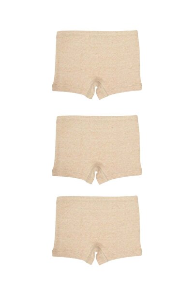 OrganicKid Natural Cotton Kız Çocuk Ekru Boxer Set 3'lü