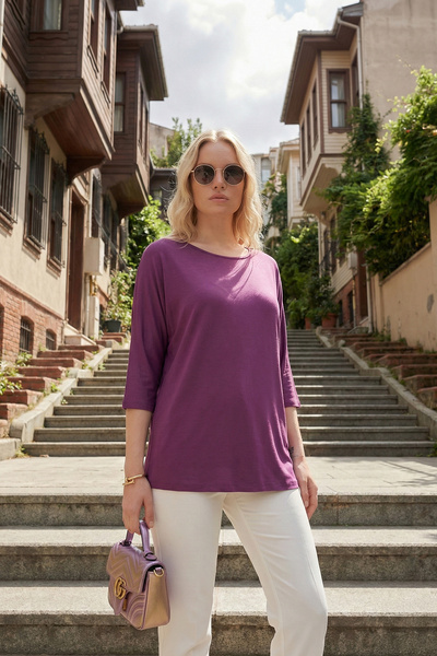 Lela Halenka s tříčtvrtečním rukávem s výstřihem 5861416 Y