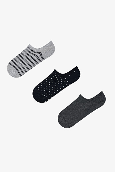Penti 3 Pairs of Toeless Seamless Polka Dot and Stripe Patterned Sneaker Socks
