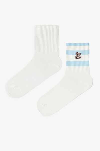 Penti 2 Çift Burun Dikişsiz Pamuklu Ayıcık Nakışlı Soket Çorap