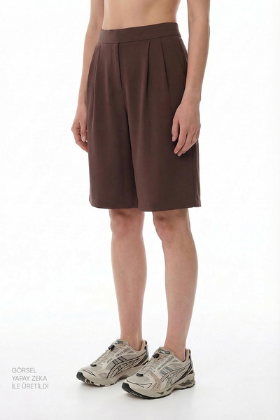Penti Kahverengi Yüksek Bel Bermuda Şort