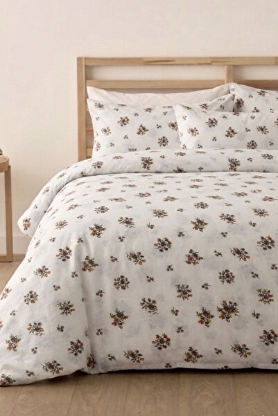 LaLiva طقم غطاء لحاف مزدوج مع ملاءة مطاطية من تريست كراست فلاورز