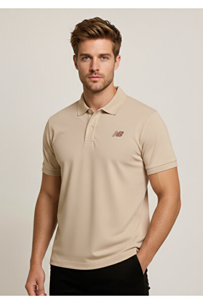 New Balance MNT3415 Μπεζ ανδρικό μπλουζάκι με γιακά πόλο