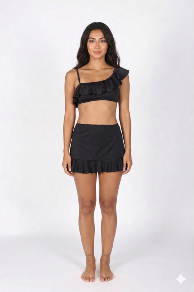 My-o Set bikini din 3 piese cu volane, cu un singur umăr, pentru femei