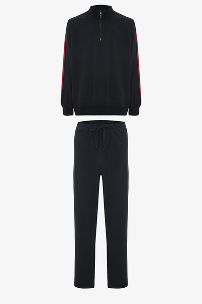 Penti Black Men's Striped Oversized Jogger Pajama Set