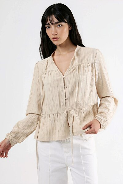 Hiccup Long Sleeve Ruffled Collar Blouse
