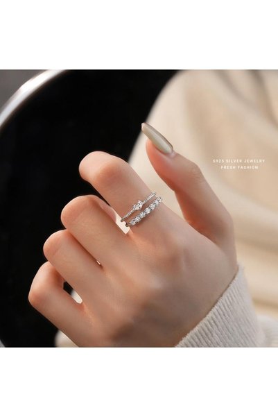 genernic Women's Ring  Jewelry 925 Sterling Silver Rhodium Plated Zircon Ring