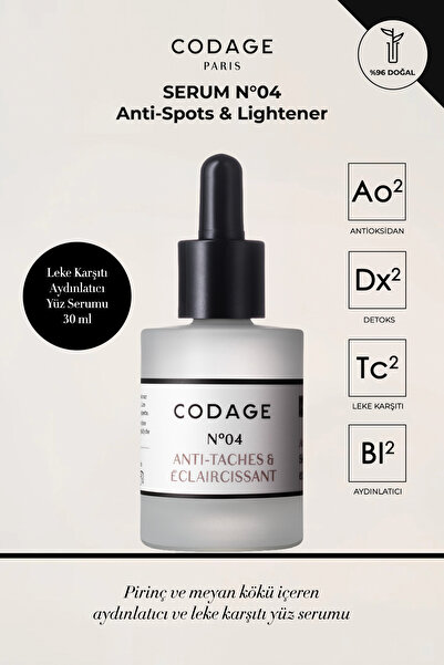 CODAGE PARIS Serum No 04 Anti Spots & Lightener - Leke Karşıtı Aydınlatıcı Yü...